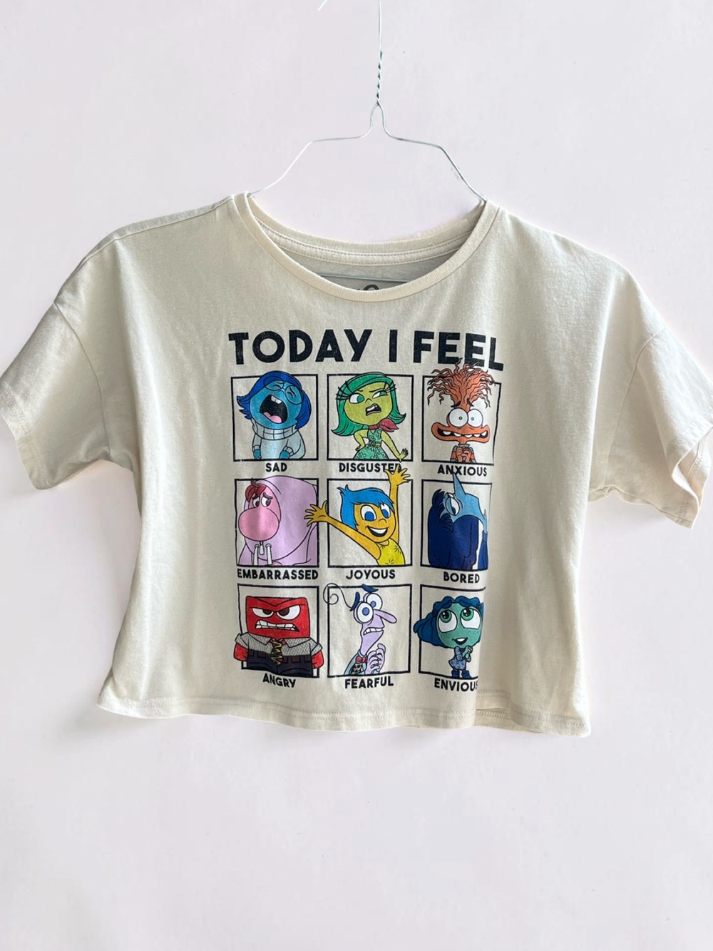 Disney Pixar Inside Out Girls Graphic Crop Tee Size 10 Emotions Character Shirt